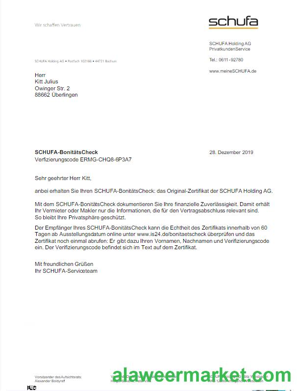 GERMANY SCHUFA utility bill Word and PDF template